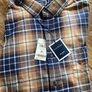 Club Room Blue and Brown Casual Button Down Shirt